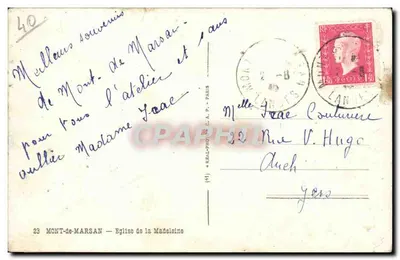 Igreja de Madelsine — Mont-de-Marsan — editor REAL-PHOTO C.A.P. n°40 — Verso