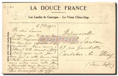 Landy Gascoginy — Stary Dąb Korkowy — Wydawnictwo Sztuki YVON, Neuilly-Paris — Rewers