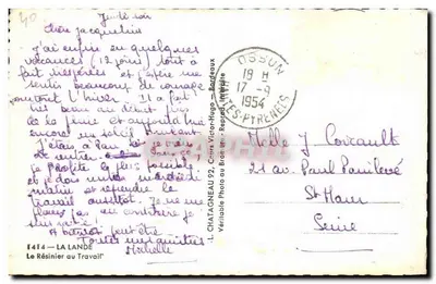 Resinaio al lavoro — Foresta dei Pirenei — L. Chatagnéau, Bardeau — Verso