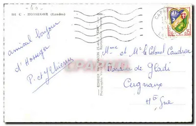 Hossegor — Lembrança de Hossegor — Combiér Int. Macon — Verso