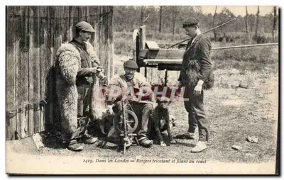 Na Landes — Pastores tecendo e fiando na roca