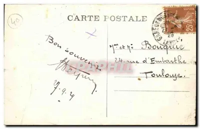 Bilhete postal antigo Landes Incêndio das carvoeiros — Verso