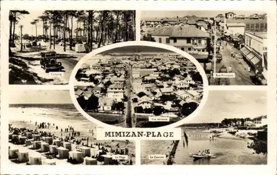 Mimizan-Plage — Vista aérea, Camping, Rue Principale, La Plage, Le Courant — Artaud Frères, Nantes