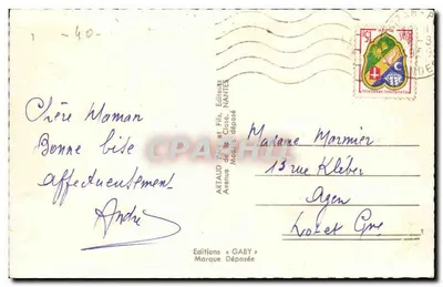 Mimizan-Plage — Vista aérea, Camping, Rue Principale, La Plage, Le Courant — Artaud Frères, Nantes — Verso