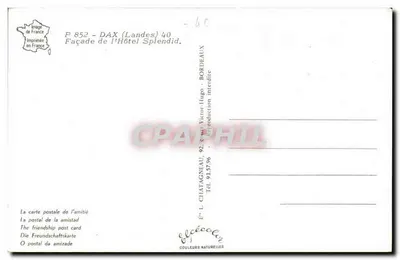 Hotel Splendid — Dax (Landes) — Wydawca L. Chatagneau — Rewers