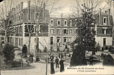 Bilhete postal antigo Berceau de St Vincent de Paul L'ecole apostolique