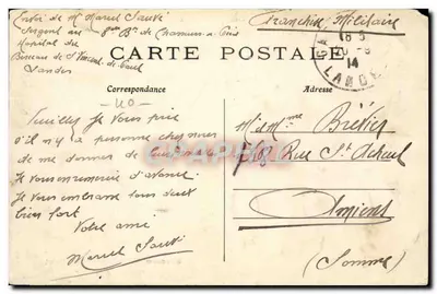 Bilhete postal antigo Berceau de St Vincent de Paul L'ecole apostolique — Verso