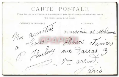 Paryż - Most Alexandre III — widok mostu z figurami i statkiem na Seinie — wydawca nieznany — Rewers