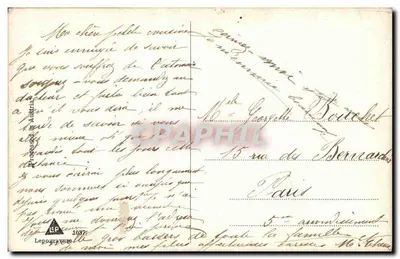 Lanskrypt krajobrazu leśnego z pasterzem i owcami — rzeźba B. Binni — Leprogravure n°1037 — Rewers
