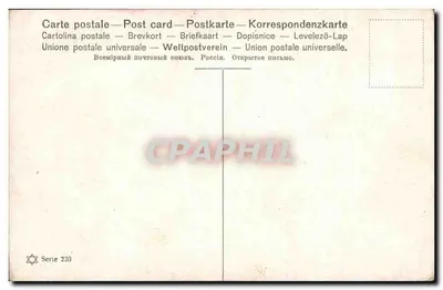Donna con gatto — interni rustici — Unione postale universale, serie 220 — Verso