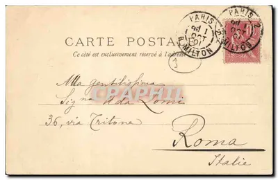 Paryż — Wieża Świętego Jakuba — Heliotypia LE DÉLÉX, 25, rue Claude Bernard, Paryż — Rewers