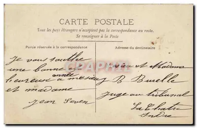Mężczyzna w stroju — z kopertą życzeń na 1 stycznia — J.P. PARIS nr 4252 — Rewers