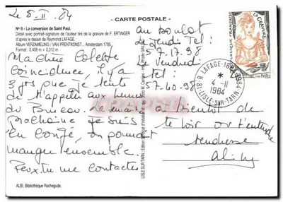 La conversión de San Pablo — detalle tomado de la xilografía de F. ERTINGER — edición R. Lafage — Reverso