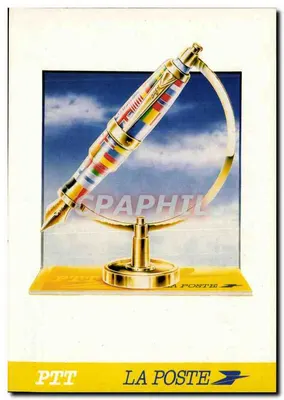 Caneta diplomática multicolorida — PTT La Poste — propaganda 1986