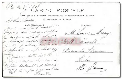 PARIS - La Conciergerie — widok mostu i rzeki z łodzią — wydawca Poiret — Rewers