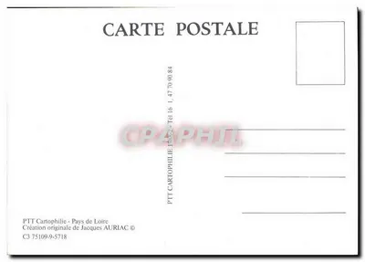 Pays de Loire — PTT Cartophilie — criação original de Jacques Auriac — Verso