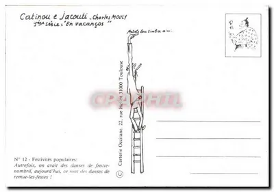 Taniec frotte-nombril — Taniec remue-les-fesses — Charles Mouly, seria 'W wakacjach', n°12 — Rewers