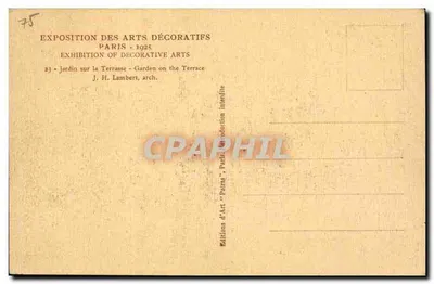 Jardim na Terraça — Exposição dos Artes Decorativas 1925 — Edições de Arte 'Patras' — Verso