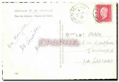 Versalles y sus maravillas — Parque del castillo - Estanque de Cérès — Ed. d'Art « GUY », París — Reverso