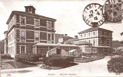 REPRODUÇÃO Paris Bilhete postal antigo Hospital Pasteur