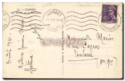 Lourdes — A Gruta e a Basílica — Edição P. Douphes — Verso