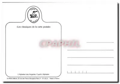 REPRODUCTION FAntaisie Ange Angel Enfant Lettre E L'alphabet des Angelots — Verso