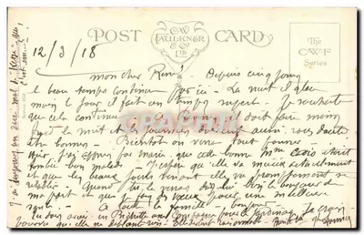 No Parque — Silhueta de um homem e de uma mulher — Série The CWF, editor C.W. Faulkner & Co. Ltd. — Verso