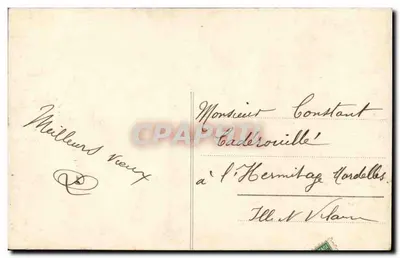 Joven mujer en vestido colorido — con ramo de flores — editada por Frusvelle, n° 1004 — Reverso