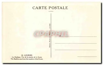 La Basilica vista dalla prateria della Grotta — Lourdes — Edizione Palais de Rossire — Verso