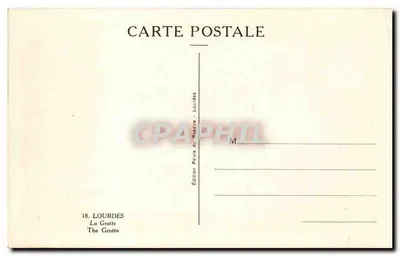 La Grotte — Lourdes — Édition Palais di Rossire — Verso