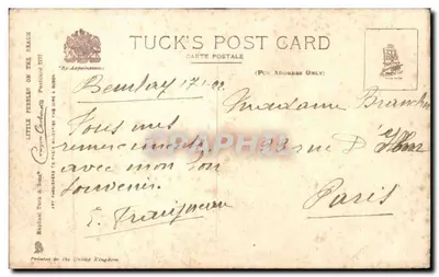 Dwa dzieci na plaży — Pocztówka z serii Tuck's Post Card nr 277 — Rewers