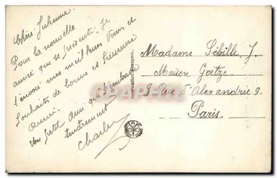 Paisagem invernal — decoração de visco e fita rosa — editor Noyer n° 2639 — Verso