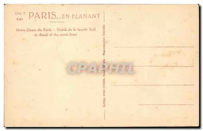 Notre-Dame w Paryżu — Szczegół fasady południowej — Wydawnictwo Art YVON, Neuilly — Rewers