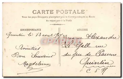 Petite fille en chapeau rose — scène de jardin — éditeur 'L. L. C.' n° 1182 — Reverso