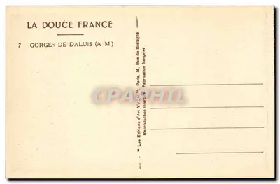 Gorge de Daluis — França — Éditions d'Art YVON — Verso