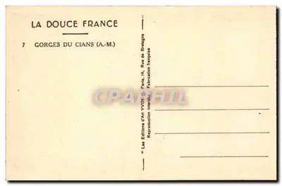 Gorges del Cians — Francia — Ediciones de Arte Yvon, París — Reverso