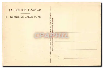 Gorges de Daluis — A.M. — Les Éditions d'Art YVCN, Paris — Verso