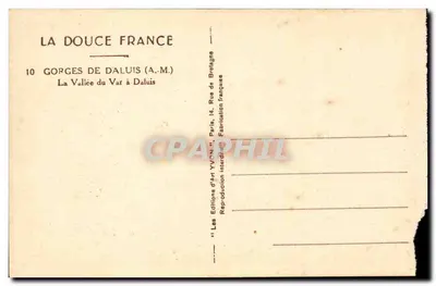 Gorges de Daluis — La Vallée du Var à Daluis — Éditions d'Art Yvon, Paris — Verso