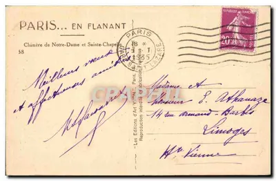 Paris — Chimère de Notre-Dame e Sainte-Chapelle — Les Éditions d'Art YVON — Verso