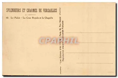 Palácio de Versalhes — A Cour Real e a Capela — Les Éditions d'Art YVCN, Paris — Verso