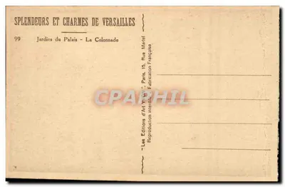 Jardins do Palácio - A Colunata — Versailles — Éditions d'Art WYON — Verso