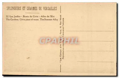 De Tuinen van Versailles — Bassin van Cerès — Laan van de Zomer — Éditions d'Art YOII — Achterkant
