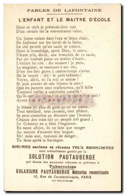 A Criança e o Mestre de Escola — Fábulas de La Fontaine — segundo Gustave Doré — Coleção da Solução Pautauberge — Verso