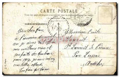 Bouquet de fleurs bleues — 365 Jours de Bonheur — éditeur J.C. Paris — Verso