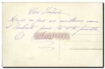 Vrouw op een paard — decoratie van eeuwiggroen en wisselbomen — J.K. 9122 — Achterkant