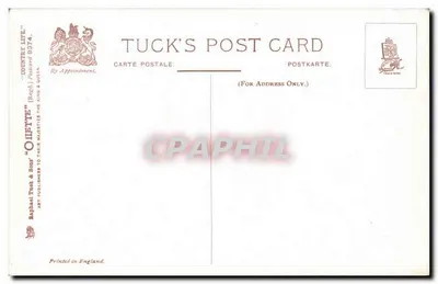 Homem idoso careca com barba branca desfrutando de um drink — Tuck's Post Card n° 3374 — Verso
