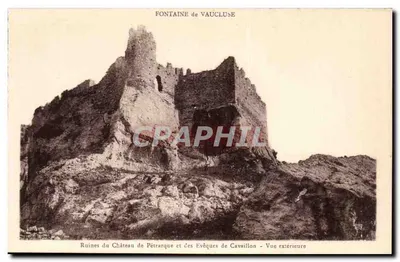 Ruínas do Castelo de Pétrarque e dos Bispos de Cavaillon — Vista externa — Edição Artistic 'IDEALE' - Cl. F. Beau, Avignon-Monclar