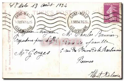 Dziecko w łóżku — 'All for her' — Tuck's Post Card, wyd. Raphael Tuck & Sons, Londyn — Rewers
