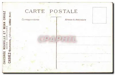 Widok miasta w zachodzie słońca — Kanał z drzewami i ławką — Podpis 'G. Kars' — Wydawca: Chicorée Nouvelle et Moka Casiez — Rewers