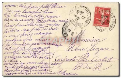Menina pequena com traje de marinheiro — 'le bon jour a naîs Marie' — carta postal francesa — Verso